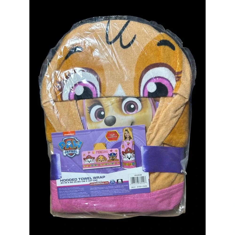 PAW Patrol Skye Hooded Towel Wrap Kids Cotton Bath Beach Towel Pink HH4638